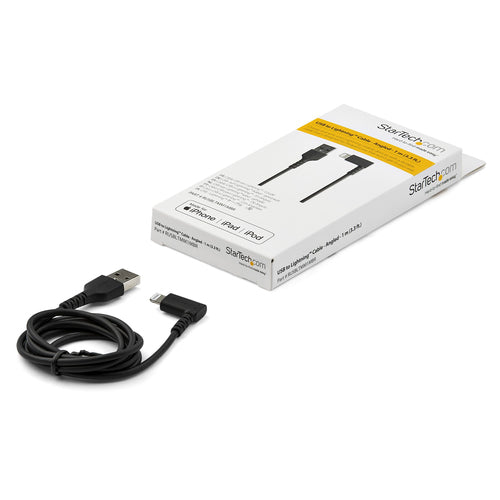 StarTech.com RUSBLTMM1MBR - Cable - Black Angled Lightning to USB 1m