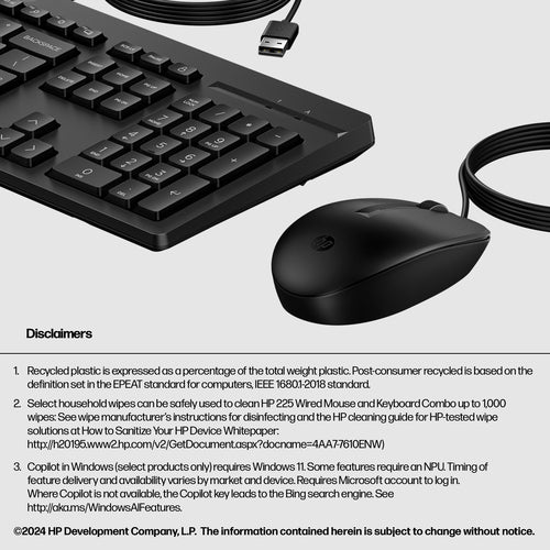 HP 225 Wired Mouse and Keyboard -  WHILE STOCK LASTS