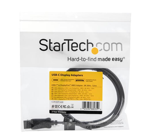 StarTech.com CDP2DP146B - 6ft USB C to DisplayPort 1.4 Cable 8K/4K