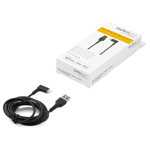 StarTech.com RUSBLTMM2MBR - Cable - Black Angled Lightning to USB 2m