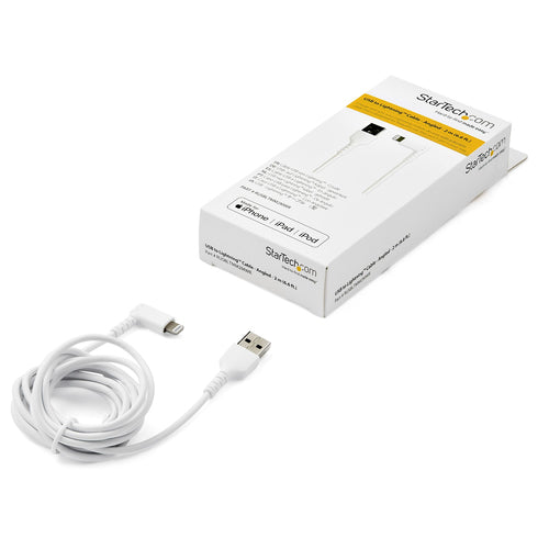 StarTech.com RUSBLTMM2MWR - Cable - White Angled Lightning to USB 2m