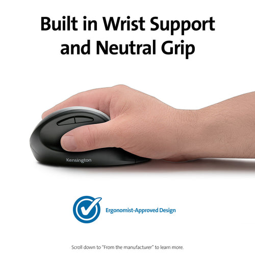 KENSINGTON K75404WW - PRO FIT ERGONOMIC WIRELESS MOUSE - BLACK