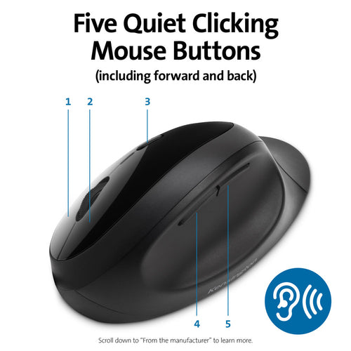 KENSINGTON K75404WW - PRO FIT ERGONOMIC WIRELESS MOUSE - BLACK