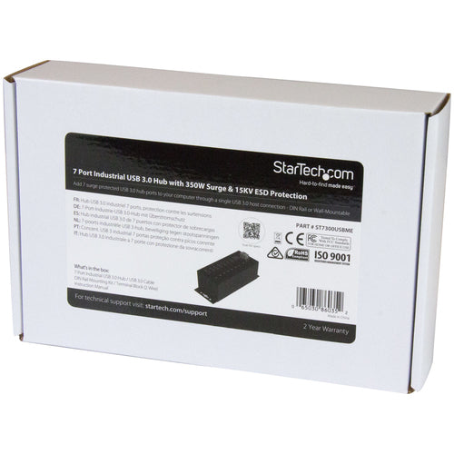 StarTech.com HB30A7AME - USB 3.0 Hub - 7pt Indst. w/ Pwr Adtpr