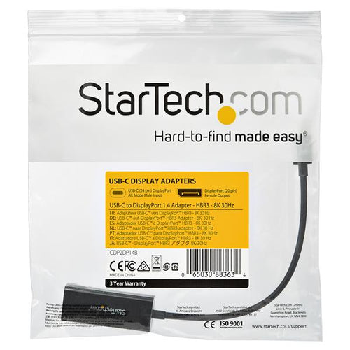 StarTech.com CDP2DP14B - Adapter - USB C to DisplayPort - 8K 30Hz