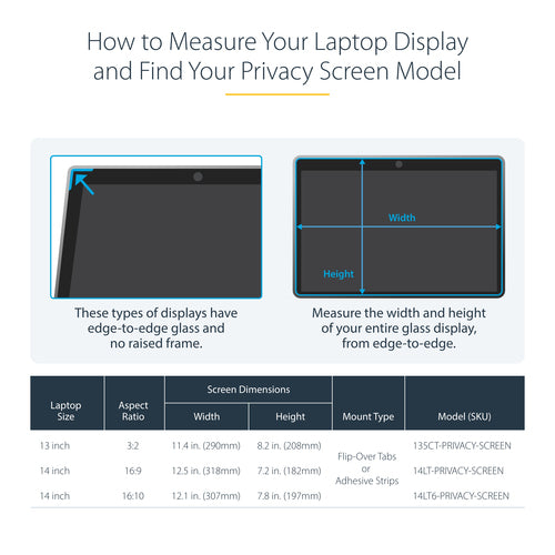 STARTECH.COM 14IN 16:10 TOUCH PRIVACY SCREEN, LAPTOP SECURITY SHIELD, 2 YR