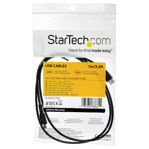 StarTech.com RUSB2AC1MB - Cable - Black USB 2.0 to USB C Cable 1m