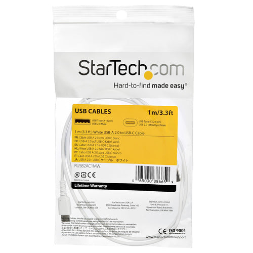 StarTech.com RUSB2AC1MW - Cable - White USB 2.0 to USB C Cable 1m