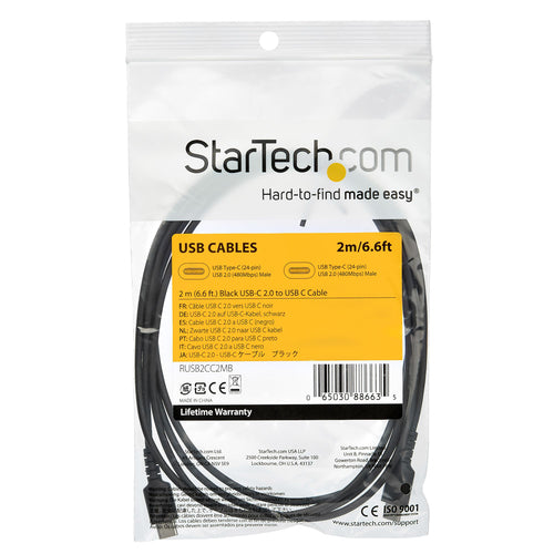 StarTech.com RUSB2CC2MB - Cable - Black USB C Cable 2m