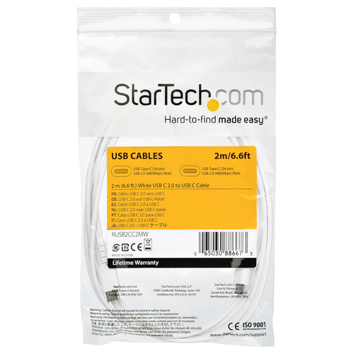 StarTech.com RUSB2CC2MW - Cable - White USB C Cable 2m