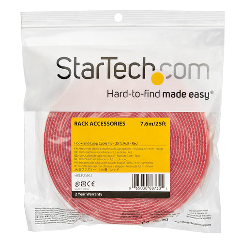 StarTech.com HKLP25RD - Cable - Hook and Loop - 7.6 m - Red