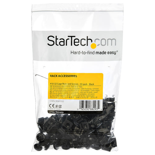 CABSCREW1032 - STARTECH.COM 10-32 SERVER RACK SCREWS AND NUTS - 50 PACK - BLACK, 2 YR
