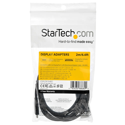 StarTech.com CDP2DP2MBD - Cable - USB C to DP 1.2 - 2 m - 4K 60