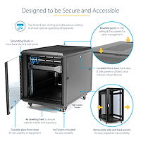 StarTech.com RK1536BKF - 15U 19in Mobile IT Server Rack Cabinet