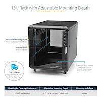 StarTech.com RK1536BKF - 15U 19in Mobile IT Server Rack Cabinet