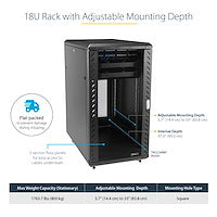 StarTech.com RK1836BKF - Rack - Server Cabinet - 18U - Lockable