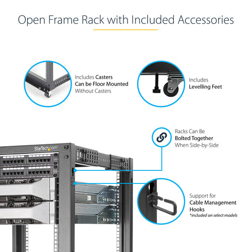 StarTech.com 4POSTRACK18U - Rack - 18U Open Frame - 22-40 in. Depth