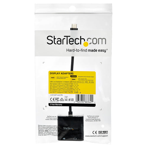 StarTech.com CDP2DP14UCPB - Adapter - USB C to DisplayPort - 60W PD