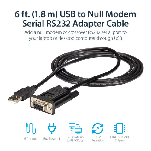 StarTech.com ICUSB232FTN - USB to Null Modem Serial DCE Adapter