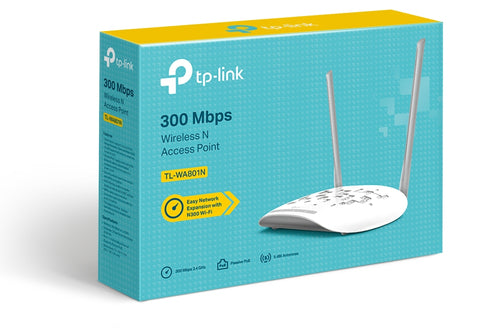 TL-WA801N - TP-Link N300 Wi-Fi Access Point,  300Mbps at 2.4GHz, 802.11b/g/n,  1 10/100M Port, Passive PoE Supported, AP/Client/Bridge/Repeater, Multi-SSID, 2 fixed antennas