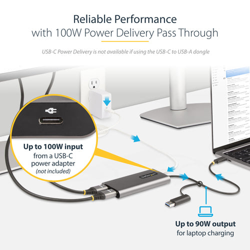 STARTECH.COM USB-A / USB-C TO DUAL-HDMI ADAPTER/CONVERTER, 4K 60HZ, 100W PD 3 YR