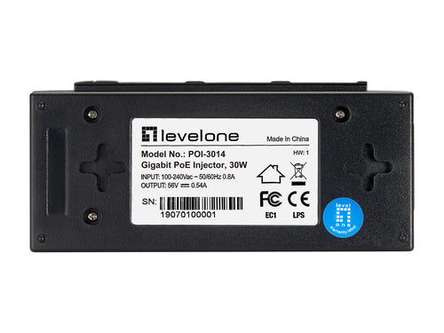 LevelOne POI-3014 - PoE Injector Gigabit Ethernet PoE+ 30W