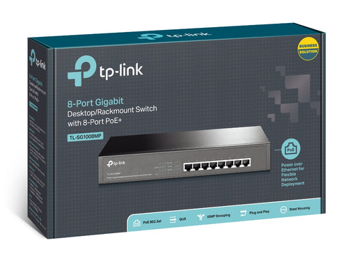 TL-SG1008MP - TP-LINK TL-SG1008MP 8-port Gigabit PoE+ Switch, PoE+ for All 8 Ports, 124W PoE power supply