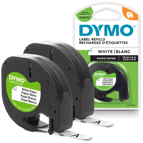 10697 - Dymo LT Paper 12mm x 4m Wh 2pk