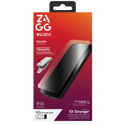ZAGG InvisibleShield Glass Elite Screen Protector, Apple iPhone Pro Max