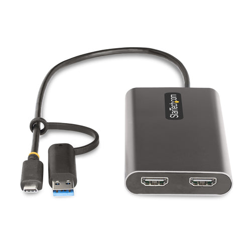 STARTECH.COM USB-A / USB-C TO DUAL-HDMI ADAPTER/CONVERTER, 4K 60HZ, 100W PD 3 YR
