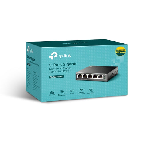 TL-SG105PE - TP-Link TL-SG105pe 5-Port Gigabit Easy Smart Switch with 4-Port PoE+