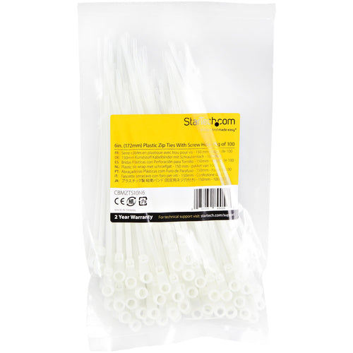 StarTech.com CBMZTS10N6 - 15cm Cable Ties w/ Mounting Hole 100 Pk