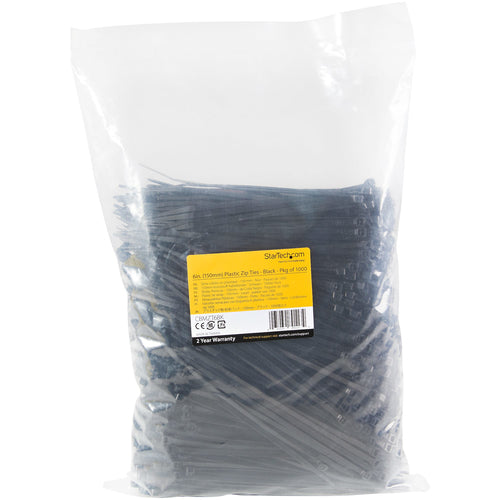StarTech.com CBMZT6BK - 15cm Cable Zip Ties UL Listed 1000 Pack