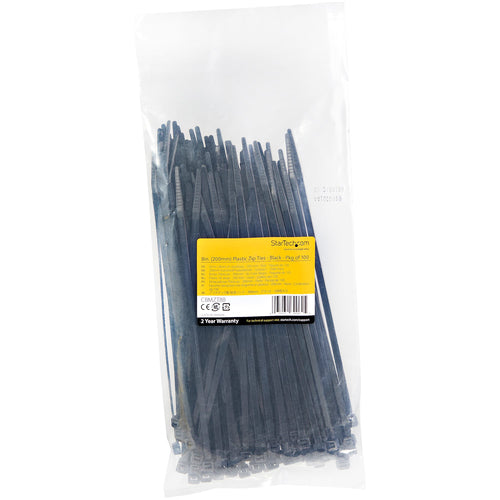StarTech.com CBMZT8B - 20cm Cable Zip Ties UL Listed 100 Pack