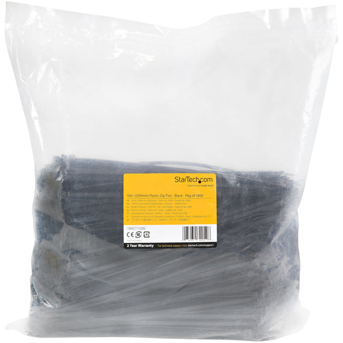 StarTech.com CBMZT10BK - 25cm Cable Zip Ties UL Listed 1000 Pack