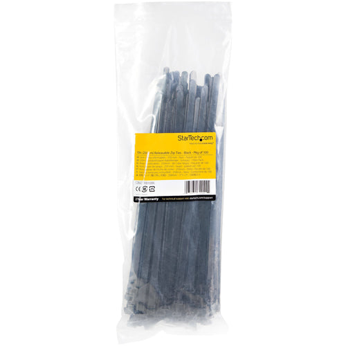 StarTech.com CBMZTRB10BK - 25cm Reusable Cable Ties Nylon 100 Pack