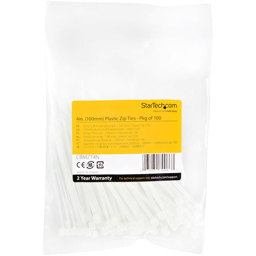StarTech.com CBMZT4N - 10cm Cable Zip Ties UL Listed 100 Pack