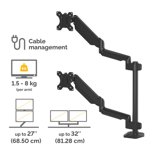 8043401 - Fellowes Monitor Arm Platinum Dual Stacking
