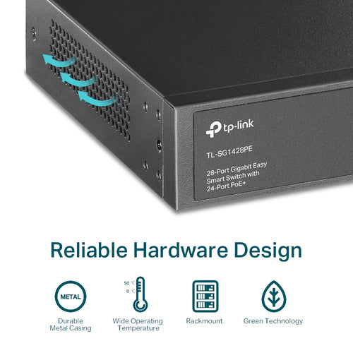 TL-SG1428PE - TP-LINK SG1428PE 28-Port Gigabit Easy Smart Switch with 24-Port PoE+