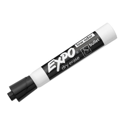 82001 - EXPO 82001 - Dry Erase Markers Bullet Marker 12-Pack. Black Colour. Bright Vivid Non-toxic Ink.