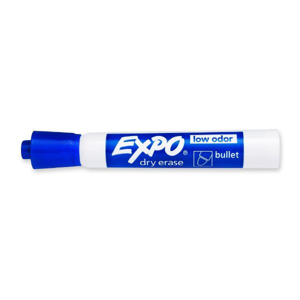 EXPO 82003 - Dry Erase Markers Bullet Marker 12-Pack. Blue Colour. Bright Vivid Non-toxic Ink.