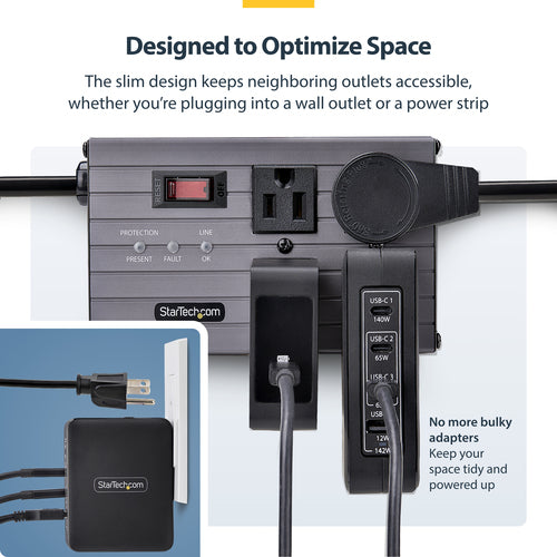 STARTECH.COM 140W USB-C WALL CHARGER, USB-C/USB-A, PD GAN POWER ADAPTER, 2 YR