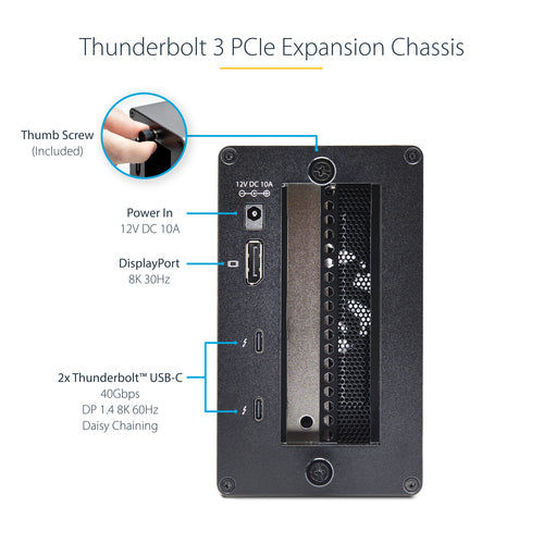 STARTECH.COM THUNDERBOLT 3 PCIE EXPANSION CHASSIS, ENCLOSURE BOX W/DUAL PCIE3.0 SLOT, 2 YR