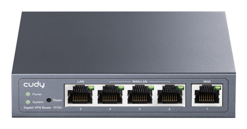 CUDY R700 - Powerful Gigabit Multi-WAN VPN Router for Home & Office. 1x GbE WAN 3x GbE WAN/LAN