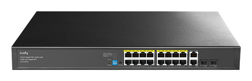 CUDY GS1018PS2 - 16-Port Gigabit Unmanaged PoE+ 200W Switch with 2 Gig Uplink Ports & 2x Gig SFP slot