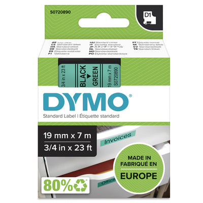 S0720890 - Dymo Blk on Grn 19mmx7m Tape