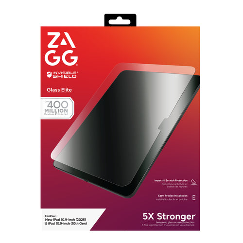 ZAGG InvisibleShield Glass Elite Screen Protector for iPad A16 (2025), iPad 10.9" (10th Ge