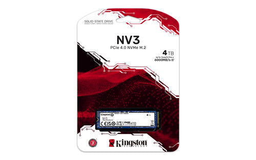 SNV3S/4000G - KINGSTON 4TB NV3 M.2 PCIE 4.0 NVME SSD R/W 6000/5000 MB/s
