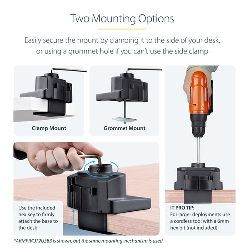 STARTECH.COM SINGLE DESK MOUNT MONITOR ARM - 2 BUILT-IN USB 3.0 PORTS, 2 YR
