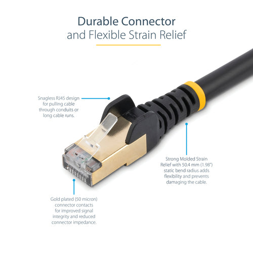 STARTECH.COM 7M CAT6A ETHERNET CABLE - BLACK - SNAGLESS RJ45 CONNECTORS, LTW